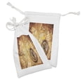 thumbnail image 2 of Antique Fabric Pouch Set of 2, Compass on an World Map Historic Borders Century-Old Antiquity Theme, Small Drawstring Bag for Toiletries Masks and Favors, 9" x 6", Yellow Orange, by Ambesonne, 2 of 2