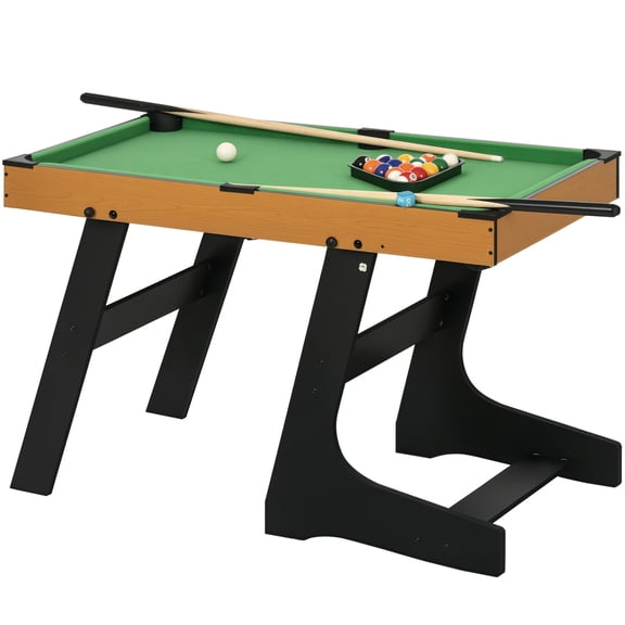 Pool Table, 38" Foldable Billiards Game Table with MDF Board and Green Flannelette Felt, Freestanding Design with Cues, Balls and Accessories for Game Room, Living Room and Apartments