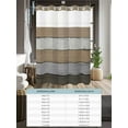 thumbnail image 6 of No Hook Cloth Fabric Shower Curtain with Snap in Liner, Brown Wood Grain Waterproof Shower Curtains Set with See Through Top Window, Vintage Grey Stripe Gradient Grain Bath Curtains Shower 72"x96", 6 of 6
