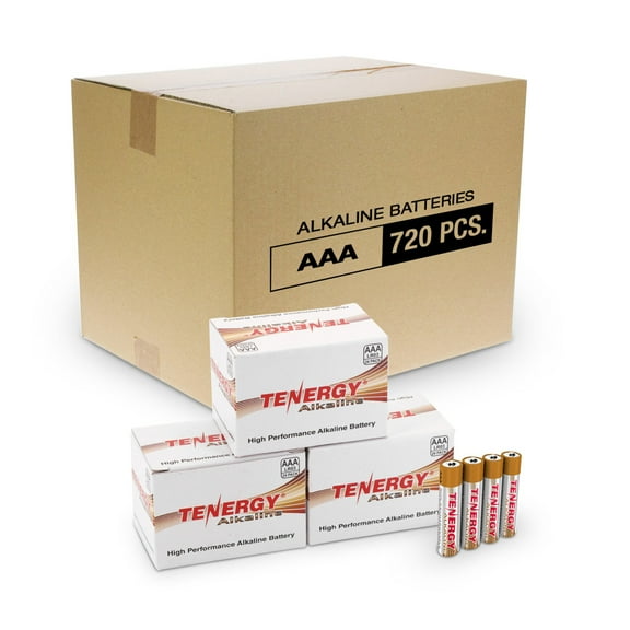 Tenergy Alkaline AAA Batteries, Non-rechargeable, 720 Pack