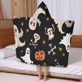thumbnail image 5 of Playful Halloween Ghosts Pattern Hooded Bath Towel，50"x30" for Ages 3 To 12 Kids, Quick Dry Lightweight Soft Microfiber Hood Beach Towel Cover Up for Kids, 5 of 7