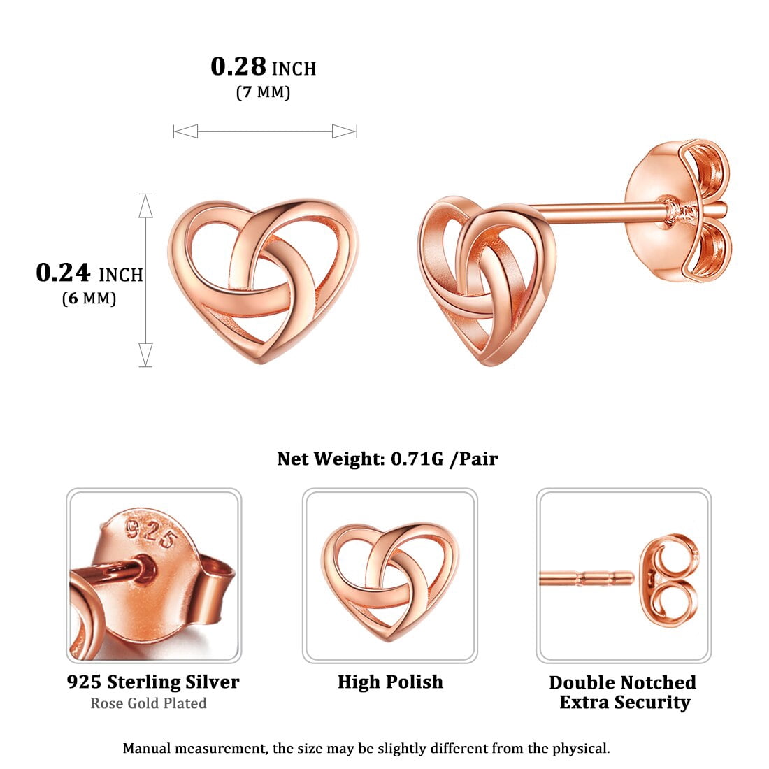 ChicSilver Tiny Irish Celtic Knot Stud Earrings for Women 925 Sterling Silver Heart Jewelry Gift for Her