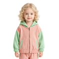 thumbnail image 2 of Liyamei Kids Color Block Hooded Jacket with Zipper for Lightweight Casual Outerwear Size 6-12 Months, 2 of 6