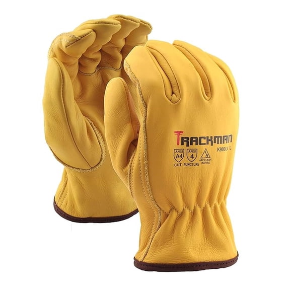 Stauffer Trackman Work Gloves - Cowhide Leather Cut Resistant Gloves with Kevlar Liner, Heavy Duty Work Gloves for Men, ANSI A4 Cut Protection, 2XL