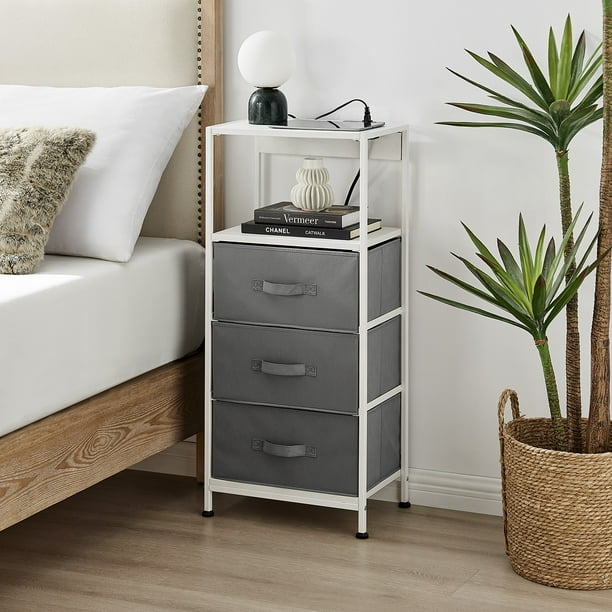 Mainstays 3Drawers Nightstand With USB Bedroom White