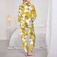 thumbnail image 3 of Pajamas for Women Set - Lilies Flowers Yellow Comfy Long Sleeve Button Up Pajama Sets for Women 2 Piece, Soft Sleepwear Nightwear Pjs Lounge Sets for Women with Pockets, 3 of 6