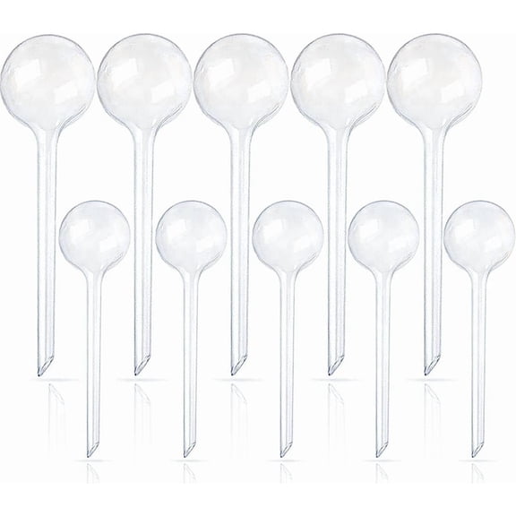 10 Pcs(5L 5S) Self-Watering Globes for Plants, Automatic Plant Watering Bulbs for Indoor & Outdoor Potted Plants, Clear Plastic Watering Spikes for Vacation Plant Care, Slow-Release Watering System