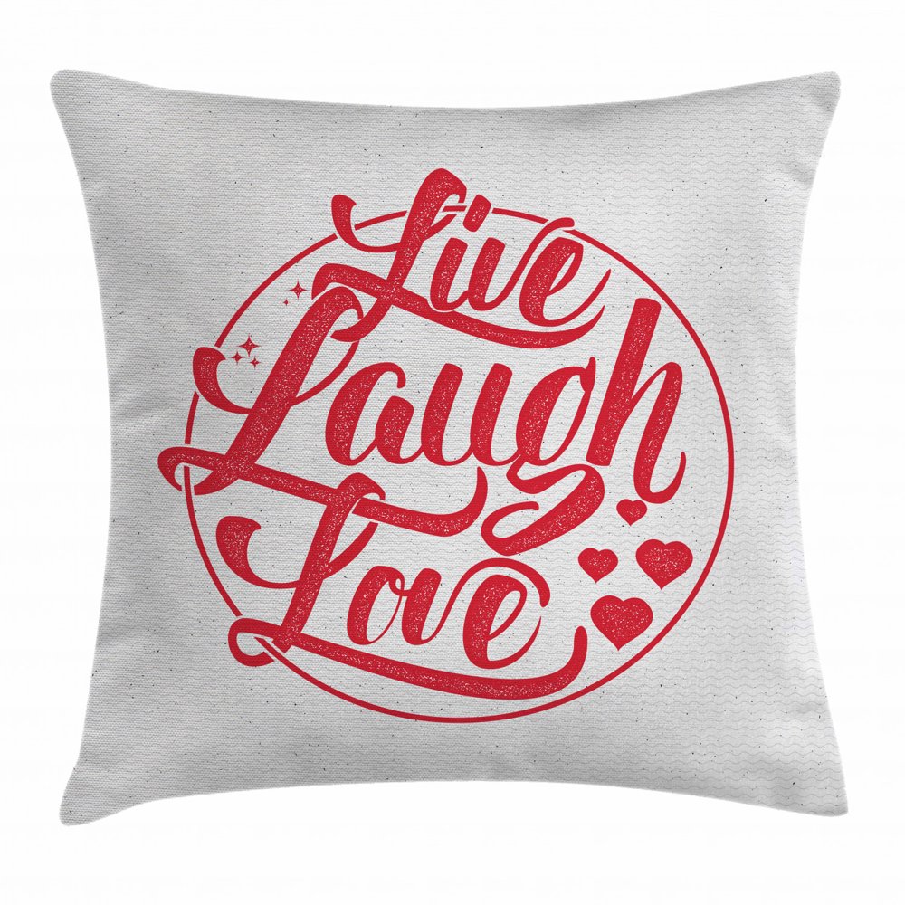 Live Laugh Love Decor Throw Pillow Cushion Cover, Retro Calligraphy Old