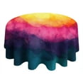 thumbnail image 4 of Colorful Tie Dye Wave Pattern Round Tablecloth 60"x60",Wrinkle Wipeable Table Cloth for Kitchen Dining Room Picnic Patio Party, 4 of 6
