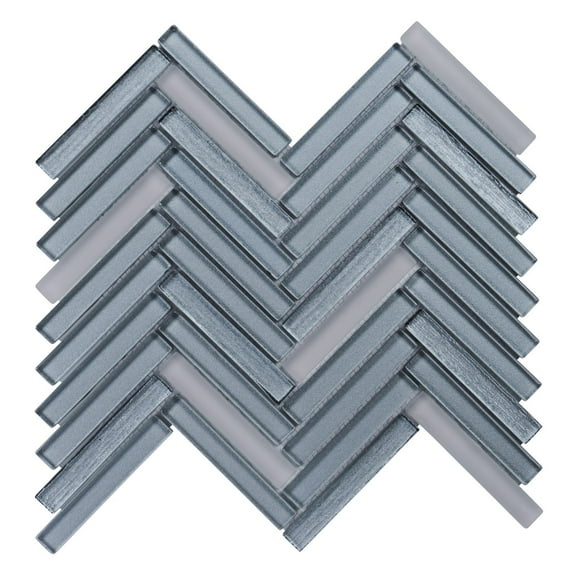 Modket TDH521MG Gray Cold Spray Crystal Glass Herringbone Mosaic Tile Kitchen Wall Backsplash