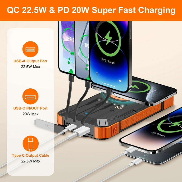 SOLPOWBEN 49800mAh Solar Power Bank 22.5W with Wireless photo 2