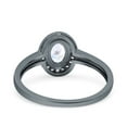 thumbnail image 3 of Black Tone, Simulated Cubic Zirconia Size-10 Halo Oval Art Deco Wedding Engagement Bridal Ring 925 Sterling Silver, 3 of 7