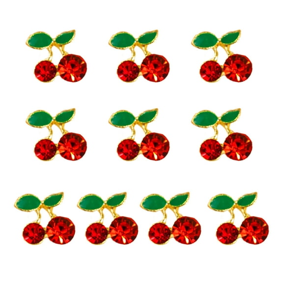 dianhelloya Nail Decoration 10pcs Cherry Beauty Nail Art s Sparkling Ins Style Three-dimensional Alloy Decorations for Nails Jewelry