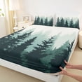 thumbnail image 4 of Feelyou Nature Scenery Twin Sheet Sets, Jungle Pine Tree Twin Fitted Sheet, Rustic Farmhouse Theme Flat Sheet, Lightweight Room Decor, 3pcs, 4 of 8