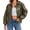 Army green, variant on Womens Oversized Leather Bomber Jackets Cap Sleeve Zip Up Motorcycle Coats with Pockets