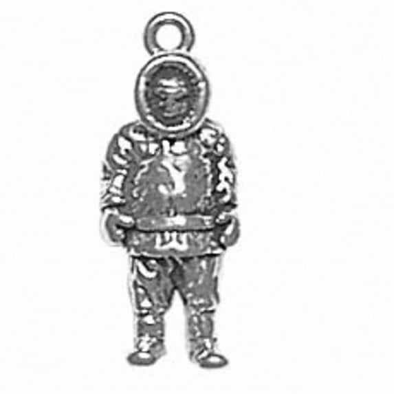 Sterling Silver 18" 1.2mm Box Chain 3D Standing Eskimo Pendant Necklace