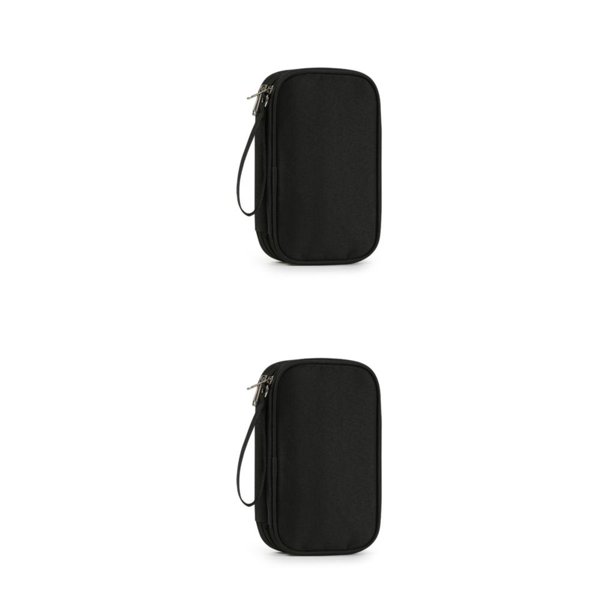 Injueey Bolsa de almacenamiento para cables de auriculares, para viajar, acampar, pescar, estuche de transporte, organizador de auriculares, Negro 2piezas
