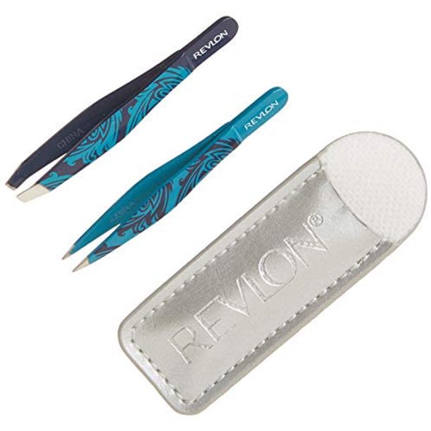Revlon Mini Tweezer Set To Go, Slant and Point Tip Tweezers, Made with Stainless Steel, Pack of