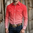 thumbnail image 6 of hoksml Men's Gradient Western Long Sleeve Shirt Point Collar Dual Pocket Stretch Casual Everyday Top, 6 of 6