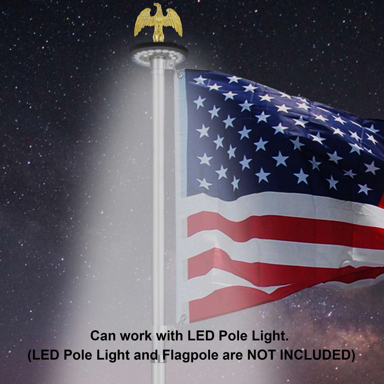 Black Eagle Finial Flagpole Plastic Top Ornament for 20'/25'/30'Flag Pole 