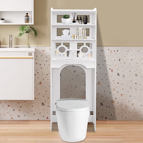 ChicHomey 4-Tier Toilet Cabinet,Over The Toilet Storage Cabinet,6.61-11.02lbs Load-bearing Per Tier,Semi-Open Frame, for Bathroom Toiletries Cosmetics Plants White
