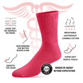 thumbnail image 4 of 4 pairs of Thin Combed Cotton Diabetic Socks for Men & Women, Loose, Wide, Non-Binding Neuropathy Low-Crew Socks (Pink, Fit's Shoe Size 7-11), 4 of 4
