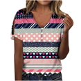 thumbnail image 2 of Fiudx Camisas de Mujer Camiseta de Manga Corta con Cuello En V y Estampado Informal para Mujer, Jersey con Botones, Camiseta de Manga Cruzada de Verano, 2 of 5