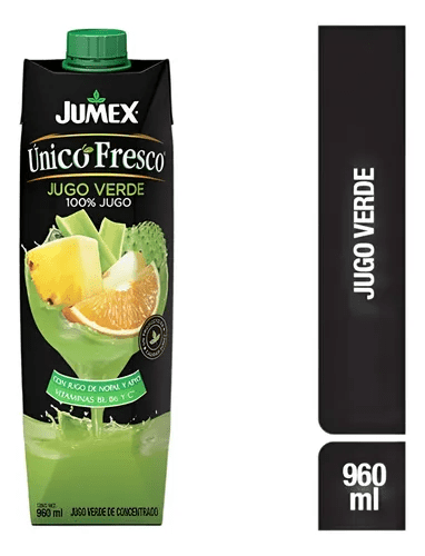 Jumex Unico Fresco Green Juice (Jugo Verde), Blend of Fruits & Vegetables, 960ml (32.4 fl oz) Bottles, 4 Pack