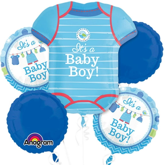 It's a Baby Boy Shirt Shower Theme Foil Balloon Bouquet