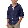 thumbnail image 2 of LYHaoo Boys Summer Shirt Long Sleeve Button Down Beach Top Breathable Solid Color Casual Wear For And Youth Basic Tees Casual Tops,Sizes 14-15 Years, 2 of 6