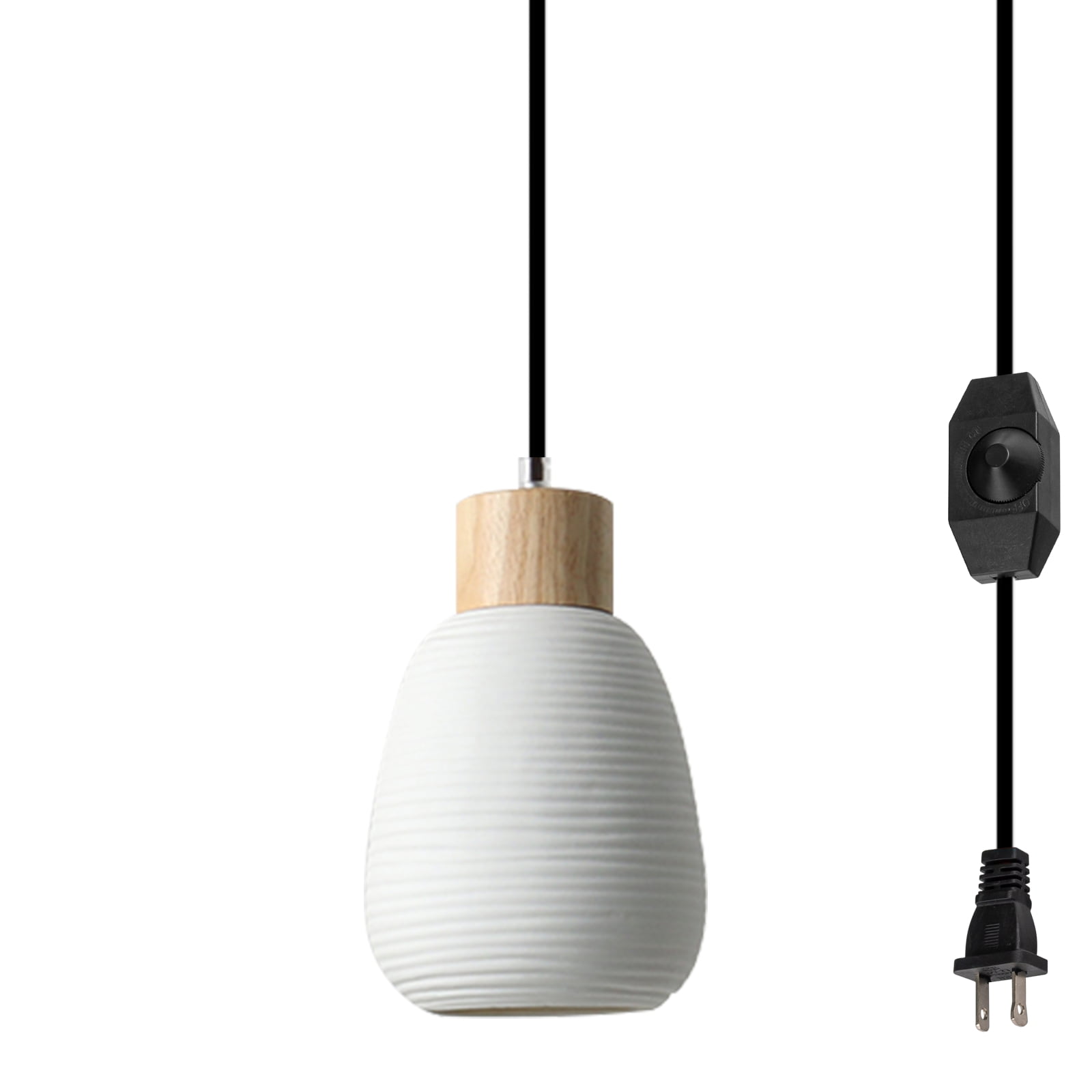 Kiven Plug in Pendant Light,Modern Hanging Light with Ceramic Lampshade