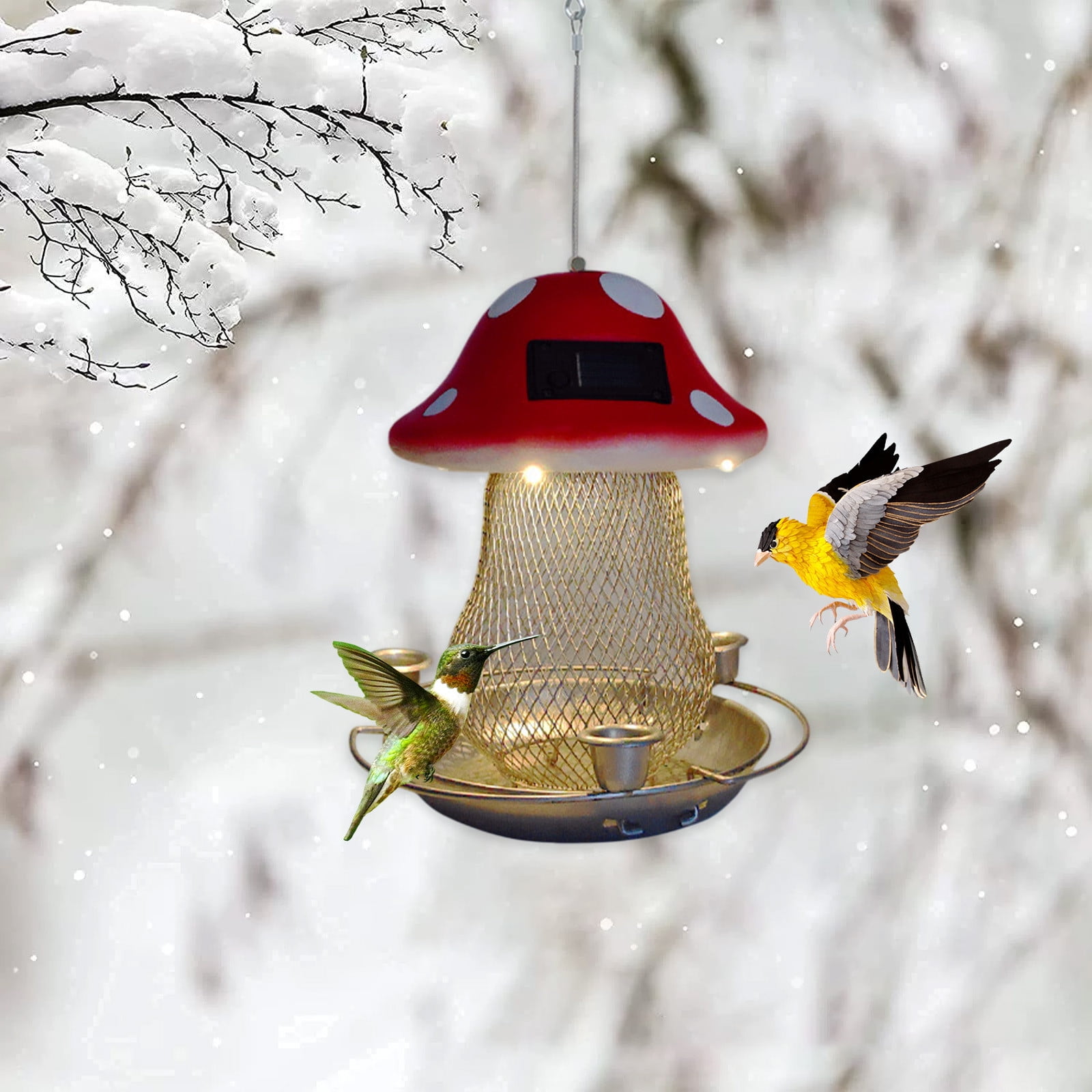 sruoe Hummingbird Feeder, Hummingbird Feeders for Outdoors Hanging, Window Hummingbird Feeder for Birds Patio Garden Family Decorative Viewing, Iron