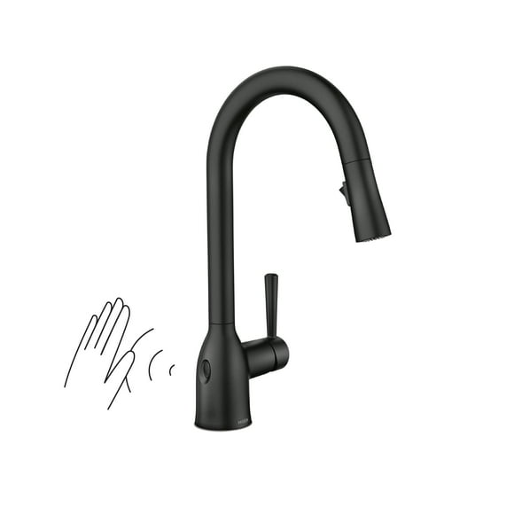 Moen Adler Matte Black Single-Handle High Arc Pulldown Kitchen Faucet 87233Ewbl