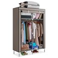 thumbnail image 1 of Portable Wardrobe Storage, Freestanding Closet Organizer, Non-Woven Fabric Cover Clothes Organizer with 2 Hanging Rods, Clothing Closet for Hanging Clothes, Bedroom, Apartment, Dorm，Brown, 1 of 7