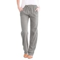 thumbnail image 2 of Gray Wide Leg Trousers Women, Cotton Womens Dress Pants for Work, Womens Dress Pants, Work Clothes for Women 2024, Solid Womens Summer Pants, Weekend Solid Color Leisure Womens Business Casual Pants, 2 of 6