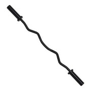 HulkFit Solid Steel 48 Inch Olympic Super Curl Barbell Weightlifting Bar, Black