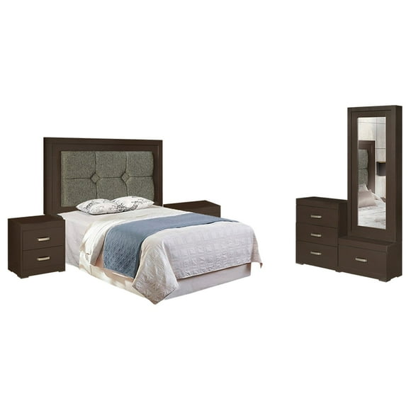 Recamara Matrimonial Kessa Muebles Victoria 5 Piezas Chocolate