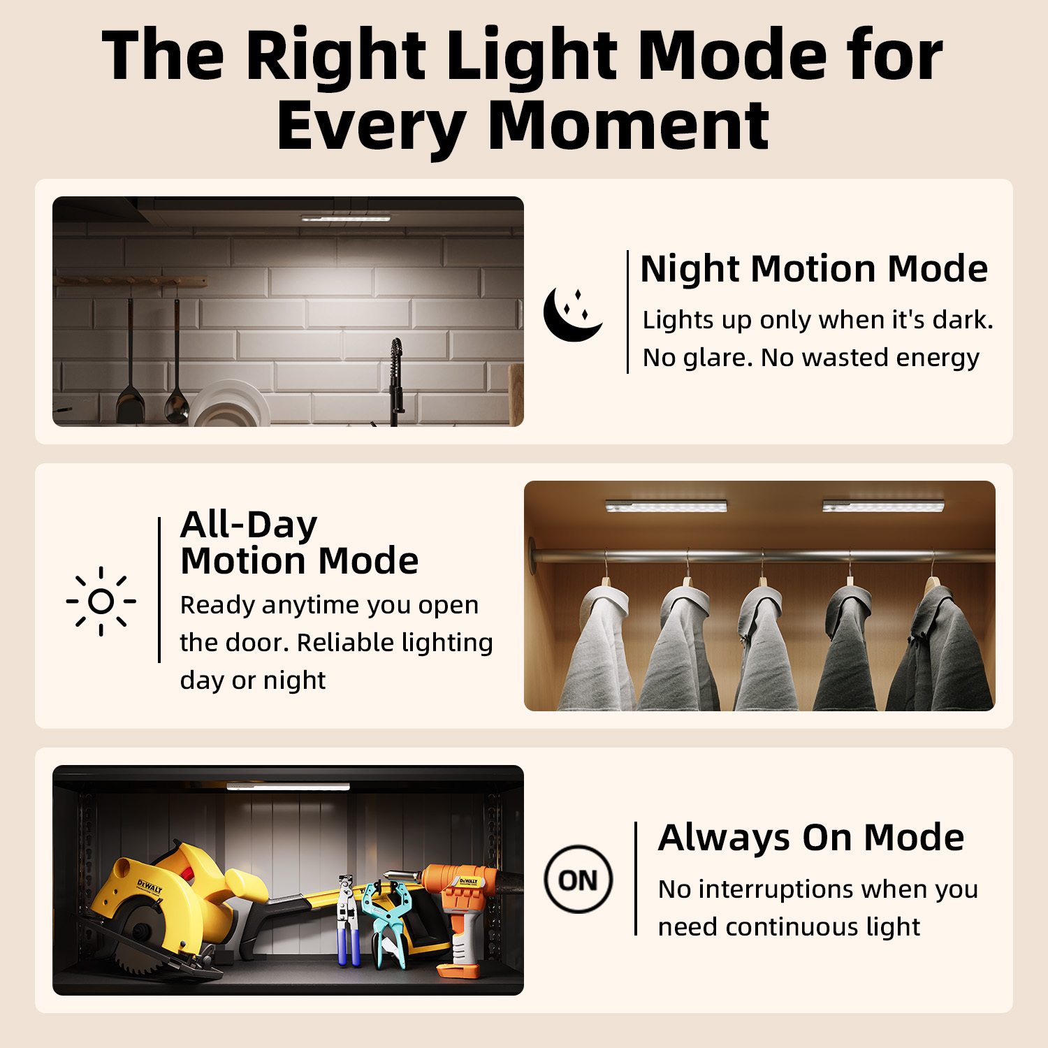 EZVALO 3-Pack Rechargeable Under Cabinet Lights with Remote photo 4