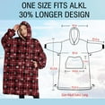 thumbnail image 4 of Oversized Wearable Blanket Hoodie,Red Christmas Plaid and Snowflake Pattern Sherpa Blanket Hoodie with Super Pockets,Super Warm Fuzzy Pullover for Women & Men, 4 of 6