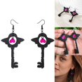thumbnail image 2 of FENOHREFE 1 Pair Fashion Acrylic Heart Wing Earrings Comfortable Statement Earrings Stylish Key Pendant Earrings for Daily Wear, 2 of 7