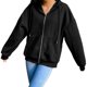 thumbnail image 2 of Chaqueta Con Capucha De Mezcla De Algodón De Color Sólido Para Mujer Con Capucha Con Capucha Suelta Top Negro 2xl Sunnimix Chaqueta con capucha para mujer, 2 of 8