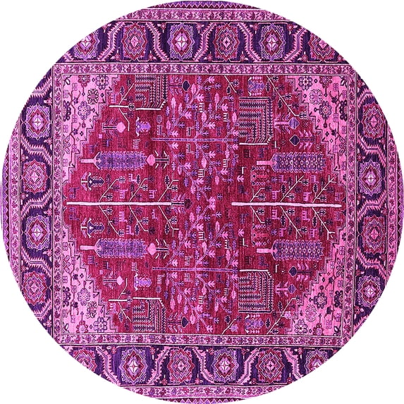 Ahgly Company Indoor Round Oriental Pink Industrial Area Rugs, 5' Round