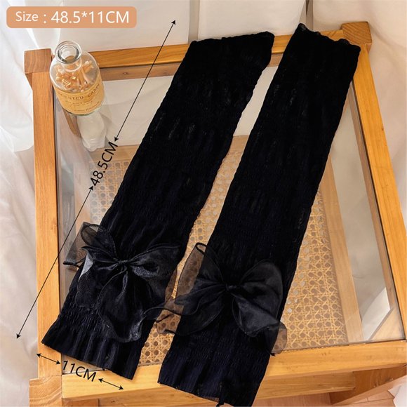 Summer Ice Silk Sunscreen Sleeves Versatile Ballet Style Girl Heart Sleeves Bow Breathable Cool Muff Cycling Arm Cover ZR