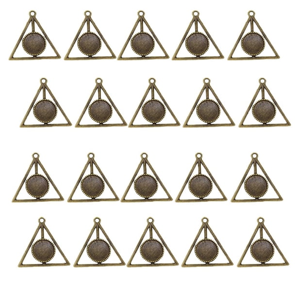 20 piezas de base de bandeja de cabujón de bronce y plata antigua con dije para colgante de joyería