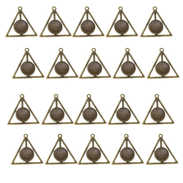 20 Unidades Base de Bisel Redonda de Triángulo de Aleación Adornos de Bronce Zulema triángulos en blanco