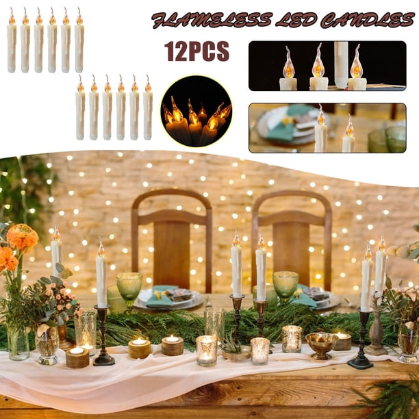 12 Velas Led Cónicas Sin Llama Que Funcionan con Pilas, Velas Falsas