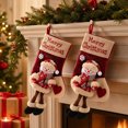 thumbnail image 4 of Darzheoy Christmas Stockings, 2 Pcs Long-Leg Snowman Doll Embroidery, Indoor Outdoor Christmas Decorations, Holiday Family Decor, Mantel Decor for Fireplace Home, 4 of 7