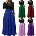 thumbnail image 6 of gakvbuo Fall Dresses For Women Long Sleeve Maxi Dress For Women Plus Size Dress Casual Boho Dress O-Neck Floral Print Patchwork Fall Long Dresses, 6 of 6