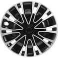 thumbnail image 1 of 4-Pack 15 Inch Black & Silver Two-Tone Wheel Covers, Snap-On Hub Caps with Universal Retention Rings, 1 of 1