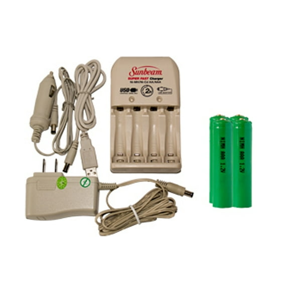 Sunbeam AA / AAA Battery Charger + 4 AAA NiMH Batteries (1200 mAh)